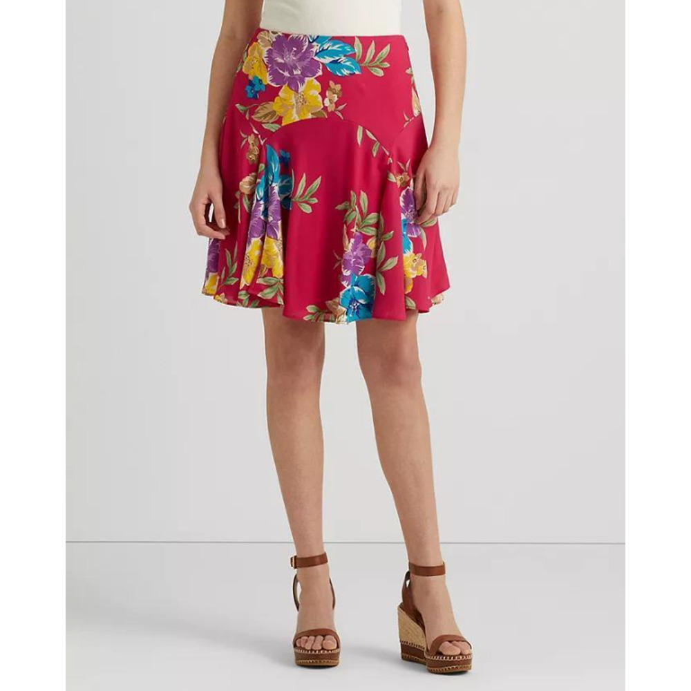 Ralph Lauren Women's Floral Georgette Skirt Pink Multicolor Size 12 11630